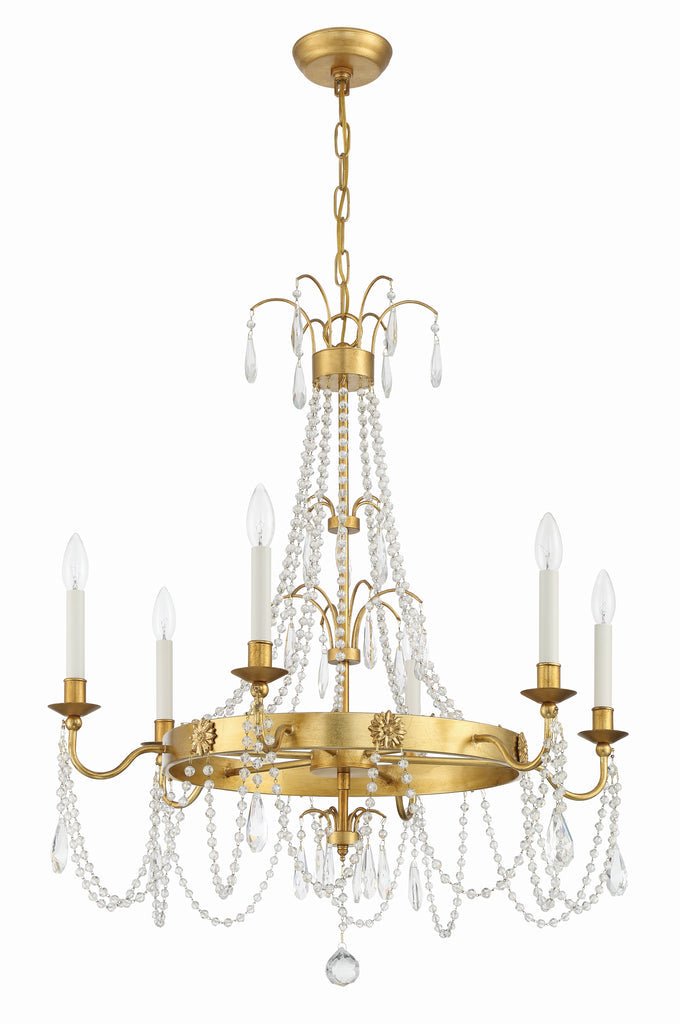 Crystorama Crystorama Maizey 6 Light Antique Gold Chandelier