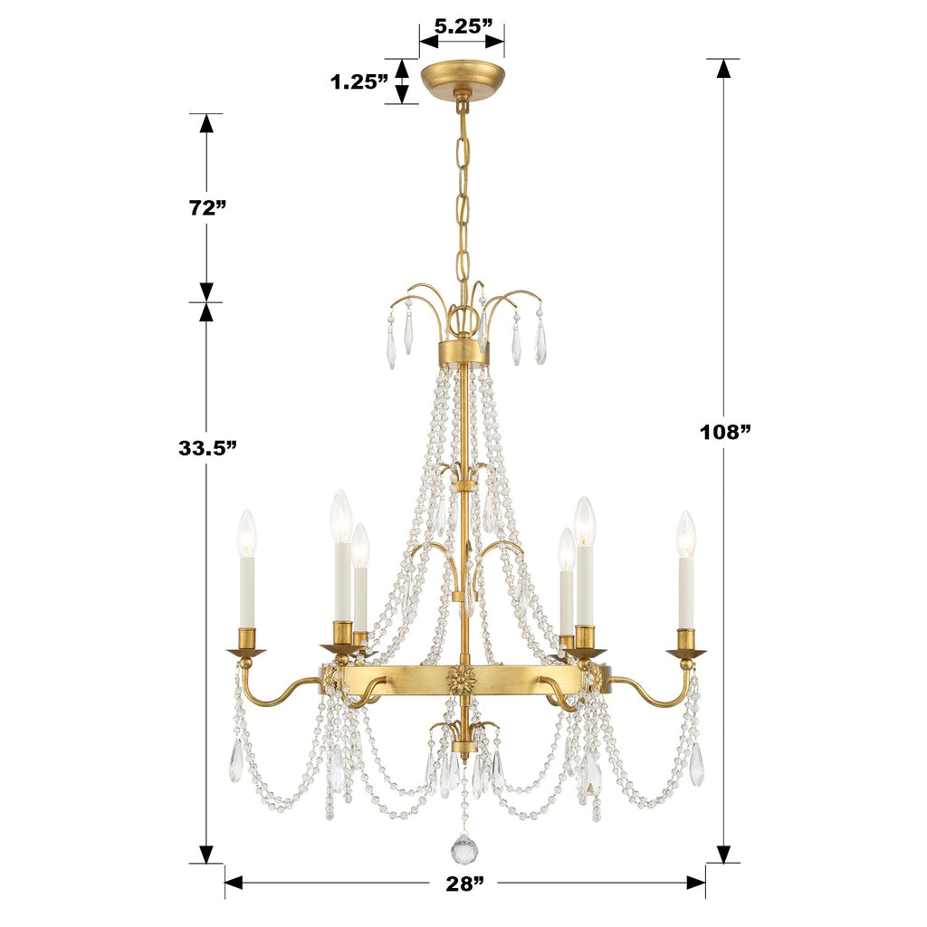 Crystorama Crystorama Maizey 6 Light Antique Gold Chandelier