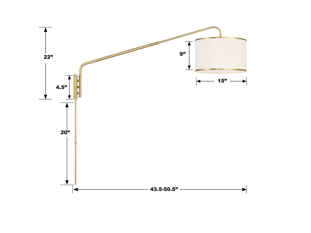 Crystorama Crystorama Mallory 1 Light Soft Brass Task Sconce