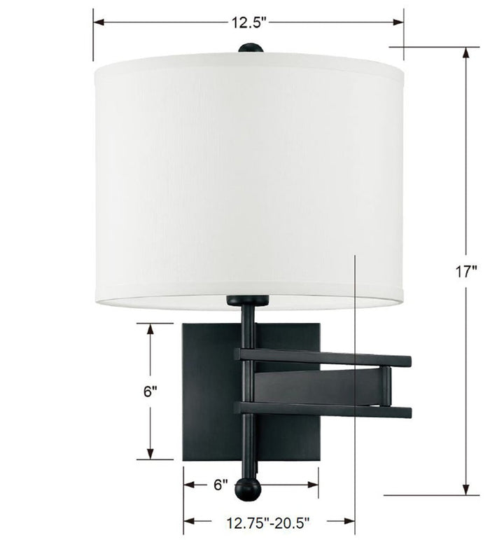 Crystorama Crystorama Marshall 1 Light Matte Black Task Sconce