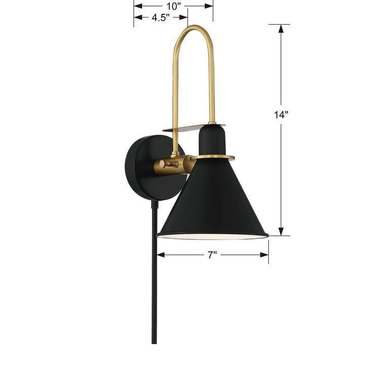 Crystorama Crystorama Medford 1 Light Matte Black Sconce