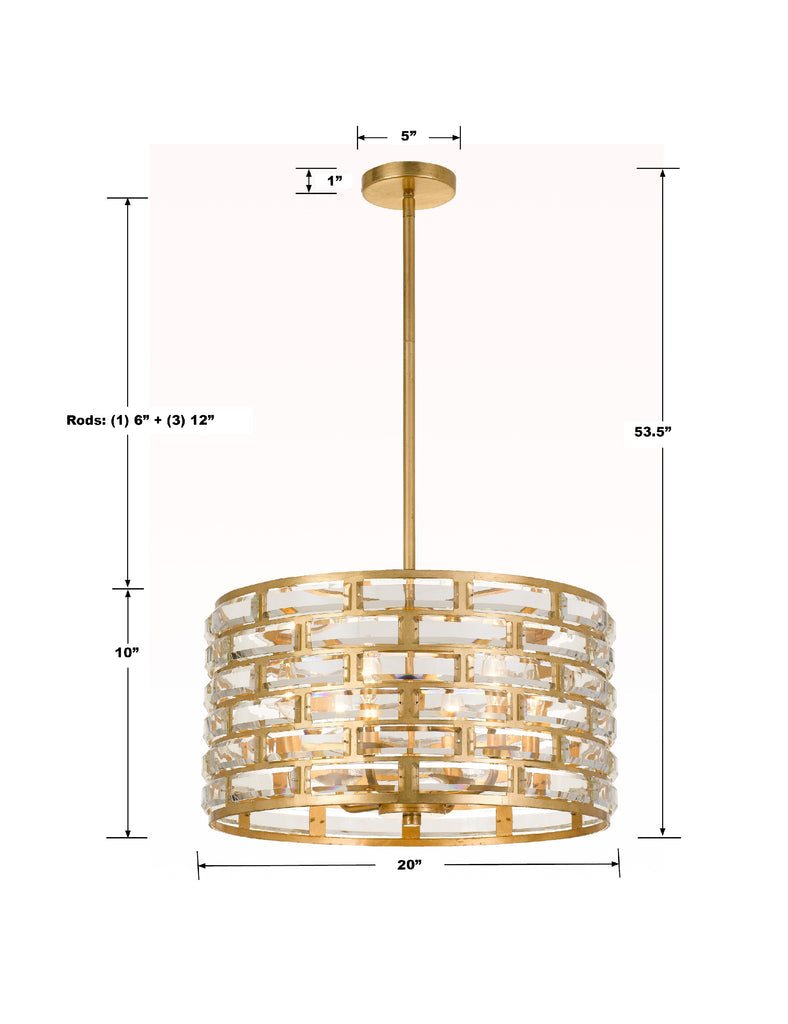 Crystorama Crystorama Meridian 6 Light Antique Gold Chandelier