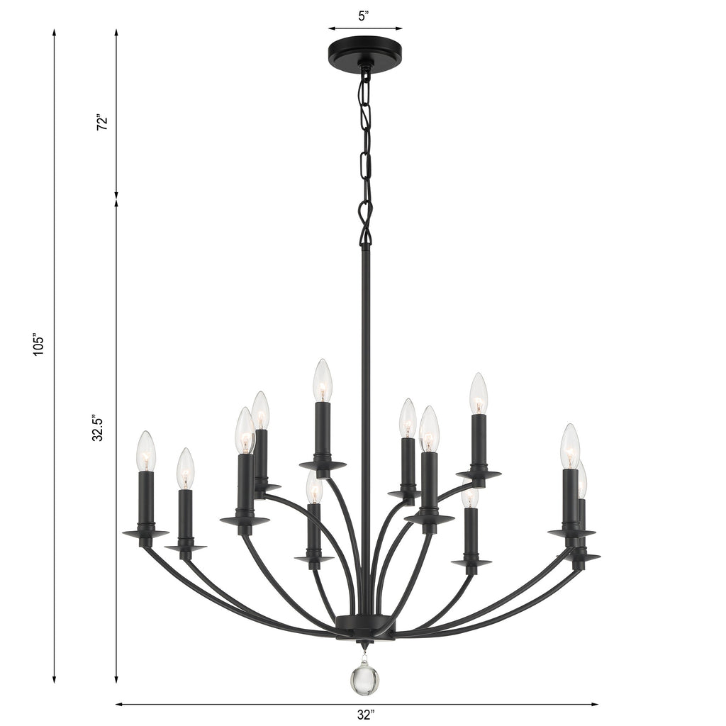 Crystorama Crystorama Mila 12 Light Black Chandelier
