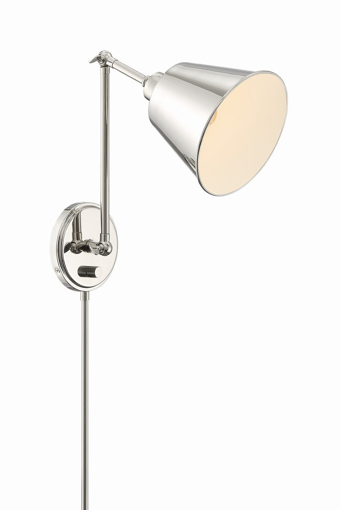 Crystorama Crystorama Mitchell 1 Light Polished Nickel Task Sconce
