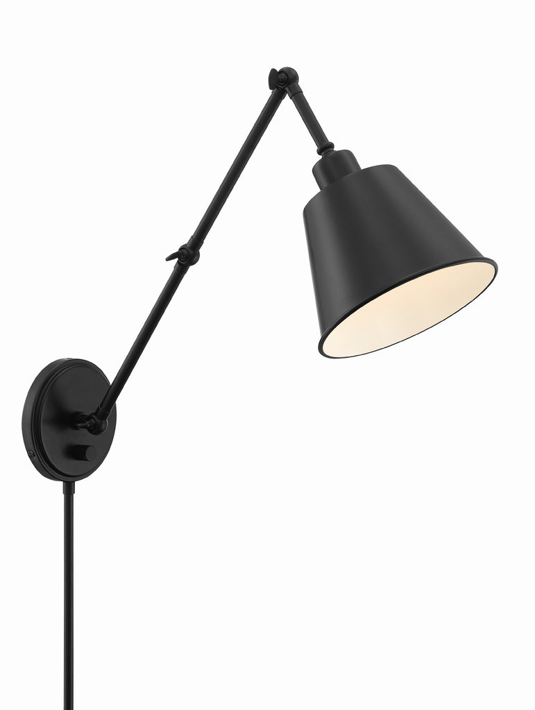 Crystorama Crystorama Mitchell 1 Light Matte Black Task Sconce