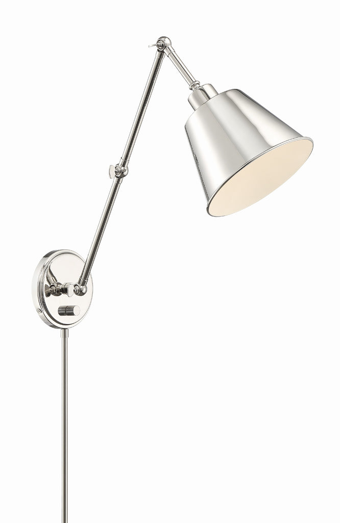 Crystorama Crystorama Mitchell 1 Light Polished Nickel Task Sconce