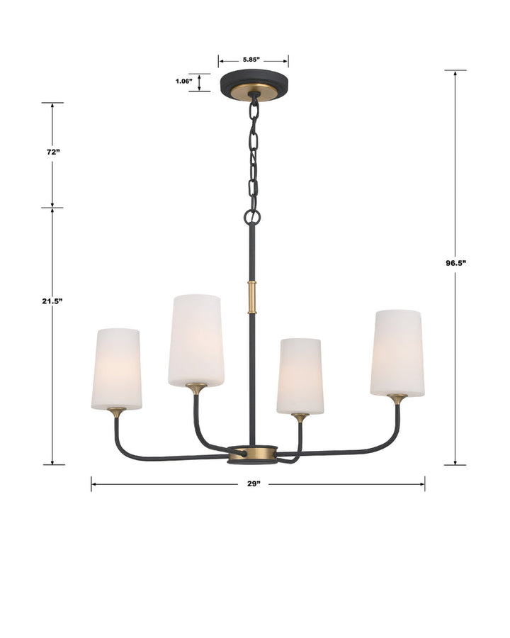 Crystorama Crystorama Niles 4 Light Black Forged + Modern Gold Chandelier