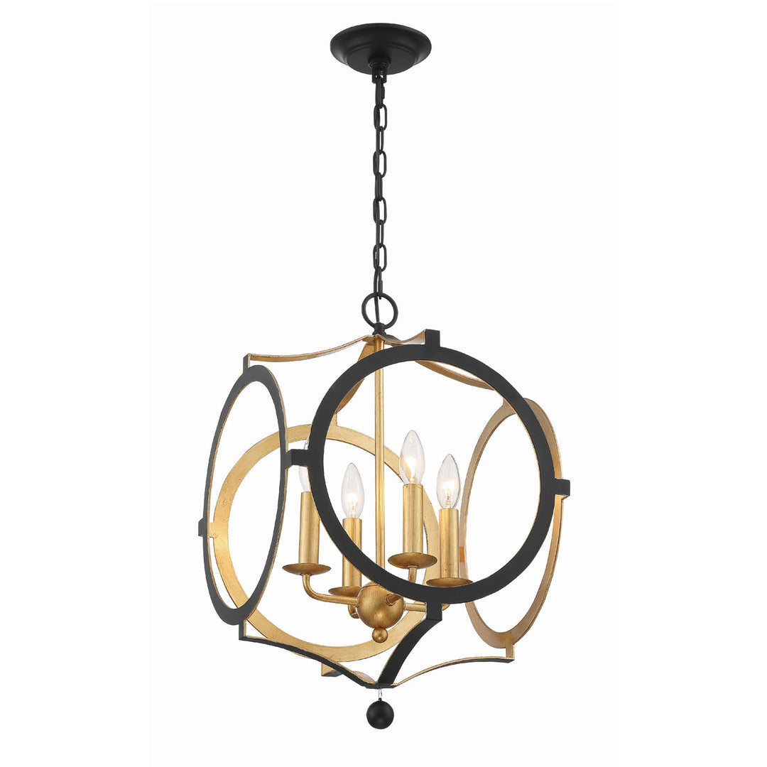 Crystorama Crystorama Odelle 4 Light Black + Antique Gold Chandelier