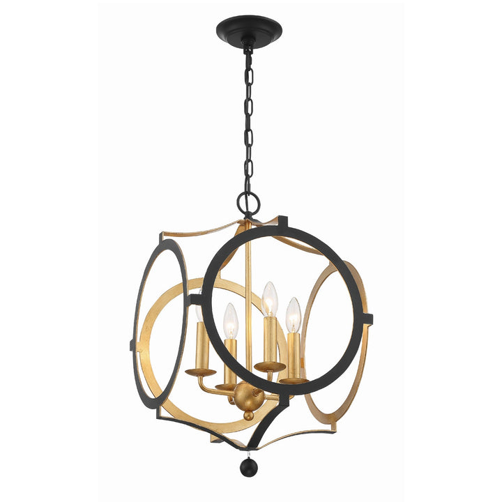 Crystorama Crystorama Odelle 4 Light Black + Antique Gold Chandelier