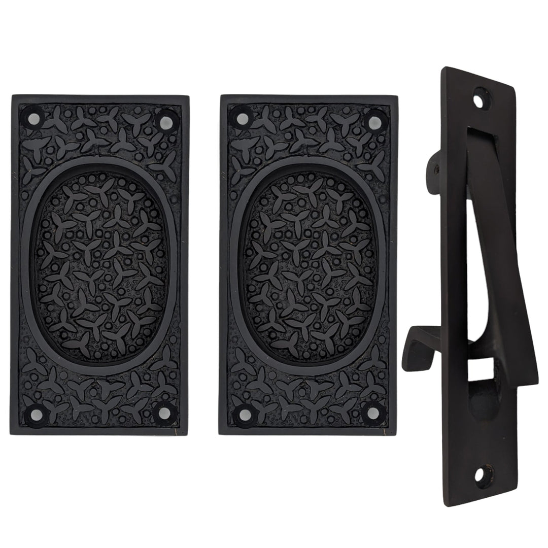 COPPER MOUNTAIN HARDWARE Rice Pattern Pocket Passage Style Door Set in Several Finishes