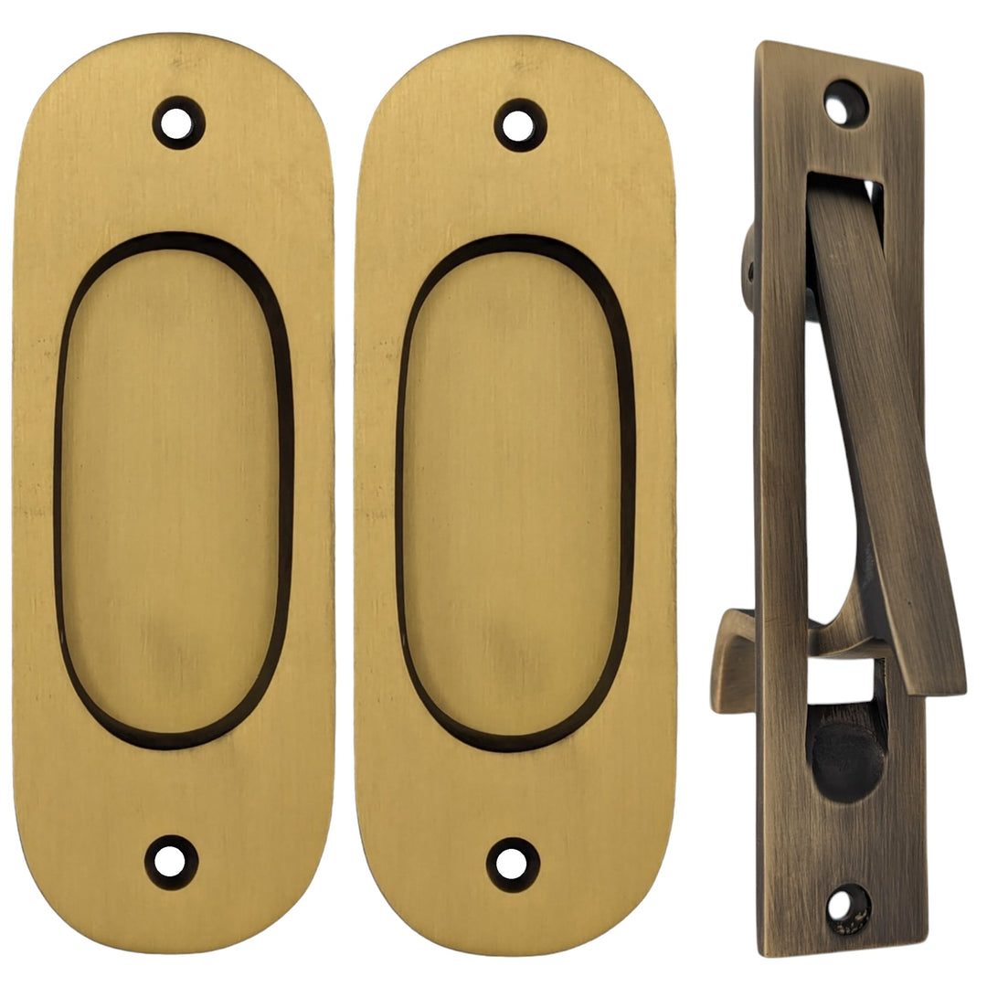 Traditional Oval Pocket Door Set (Several Finishes Available) COPPER MOUNTAIN HARDWARE