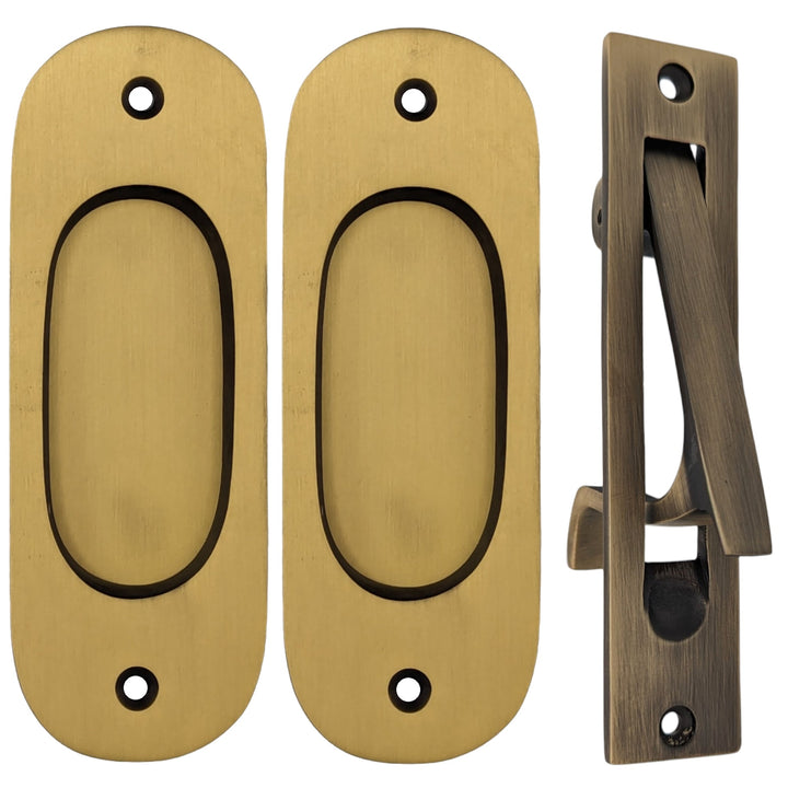 Traditional Oval Pocket Door Set (Several Finishes Available) COPPER MOUNTAIN HARDWARE