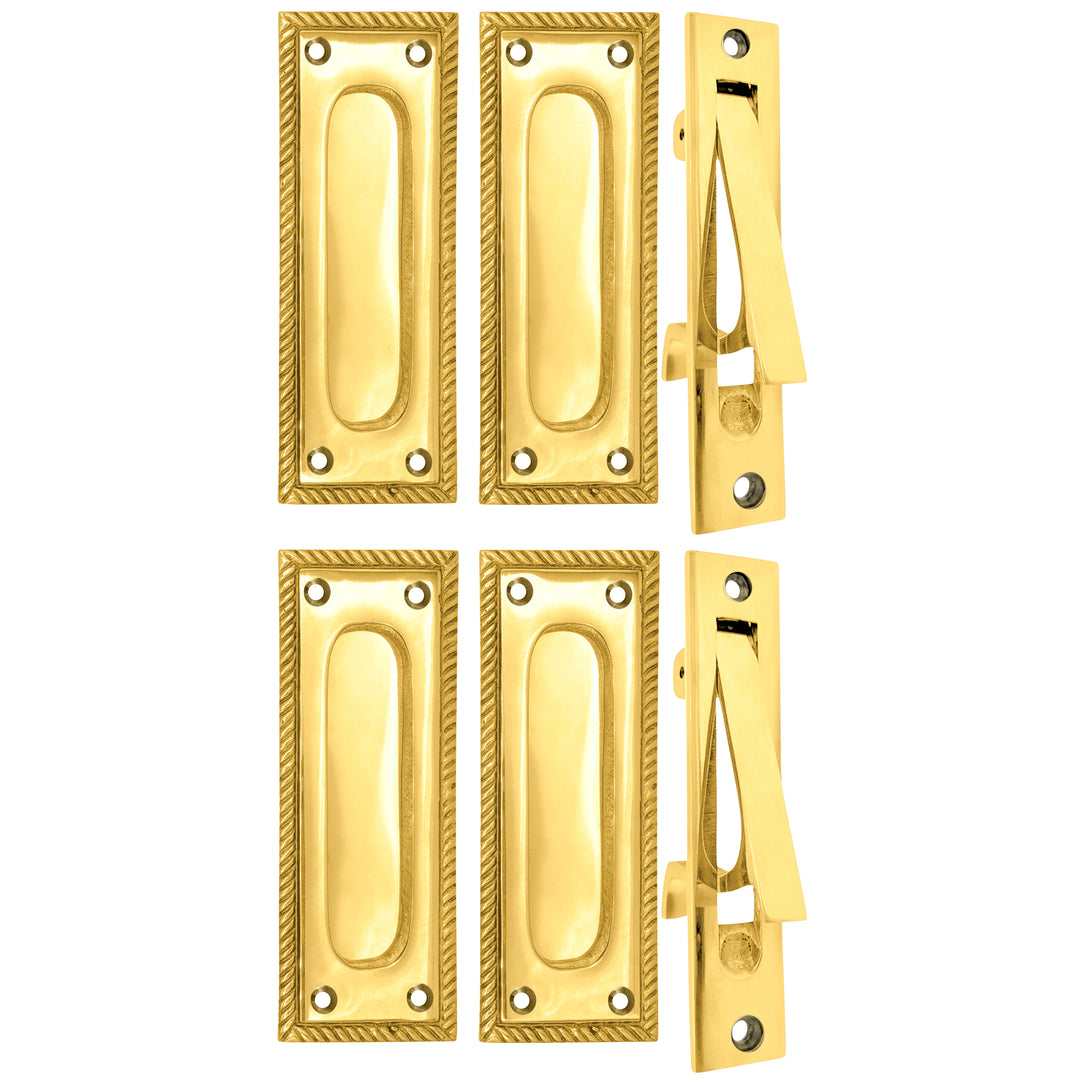 Georgian Rope Rectangular Pocket Door Set (Several Finishes Available)