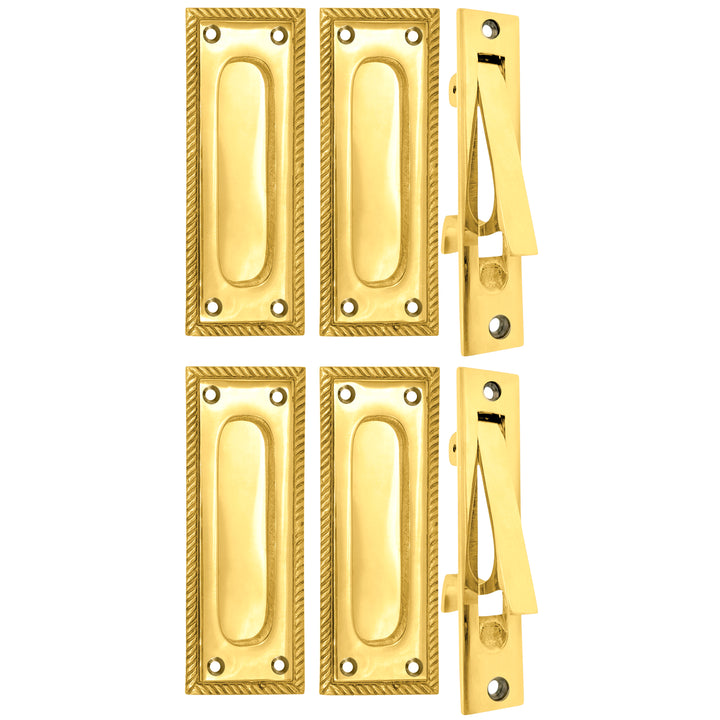 Georgian Rope Rectangular Pocket Door Set (Several Finishes Available)
