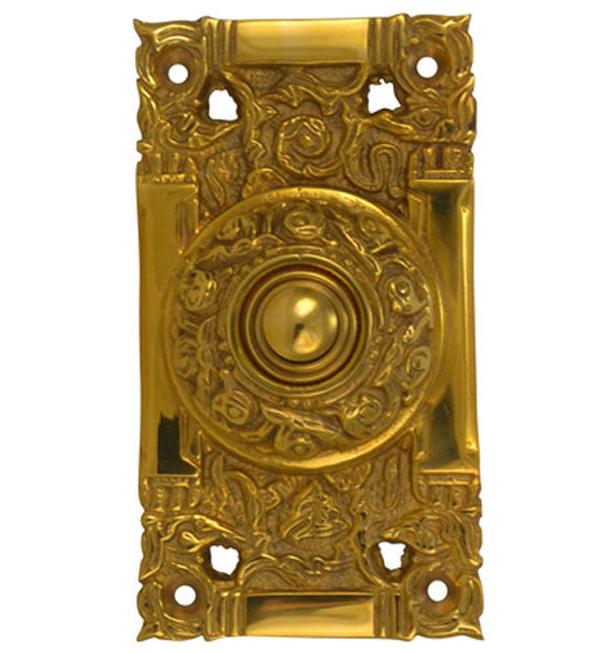 4 1/4 Inch Art Nouveau Solid Brass Doorbell COPPER MOUNTAIN HARDWARE
