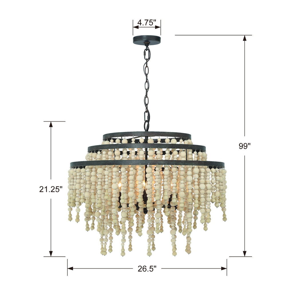 Crystorama Crystorama Poppy 6 Light Forged Bronze Chandelier