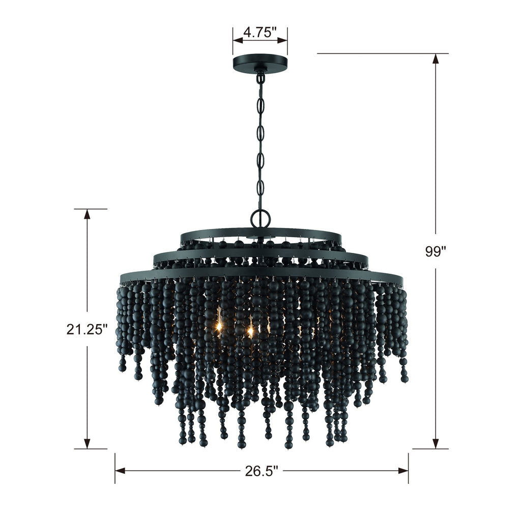 Crystorama Crystorama Poppy 6 Light Matte Black Chandelier