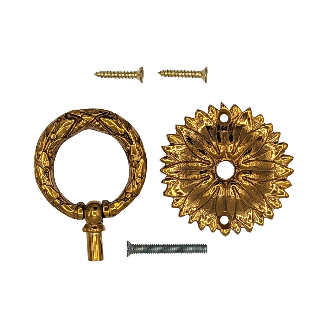 2 Inch Solid Brass Radiant Leaves Ring Pull COPPER MOUNTAIN HARDWARE