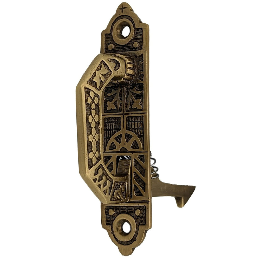 3 7/8 Solid Brass East Lake Pattern Cabinet Latch COPPER MOUNTAIN HARDWARE