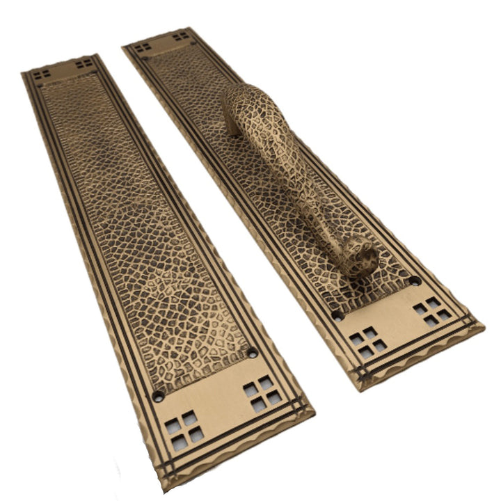 18 Inch Craftsman Style Door Pull & Push Plate Set COPPER MOUNTAIN HARDWARE