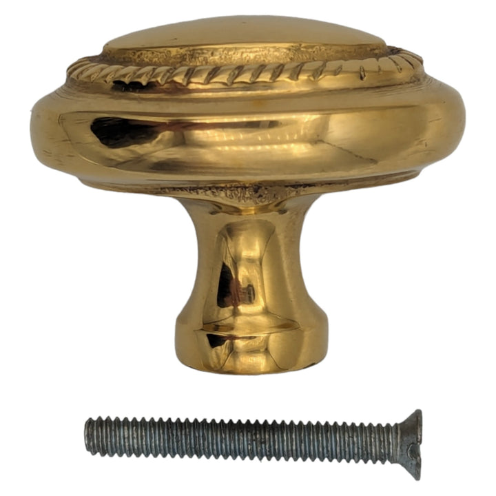 COPPER MOUNTAIN HARDWARE Solid Brass Georgian Roped Egg Shaped Cabinet & Furniture Knob