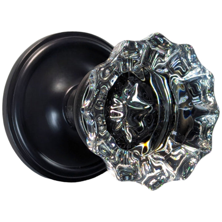 COPPER MOUNTAIN HARDWARE Regency Fluted Glass Door Knob with Victorian Rosette 