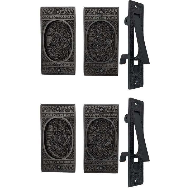 COPPER MOUNTAIN HARDWARE Broken Leaf Pattern Pocket Door Set in Several Finishes