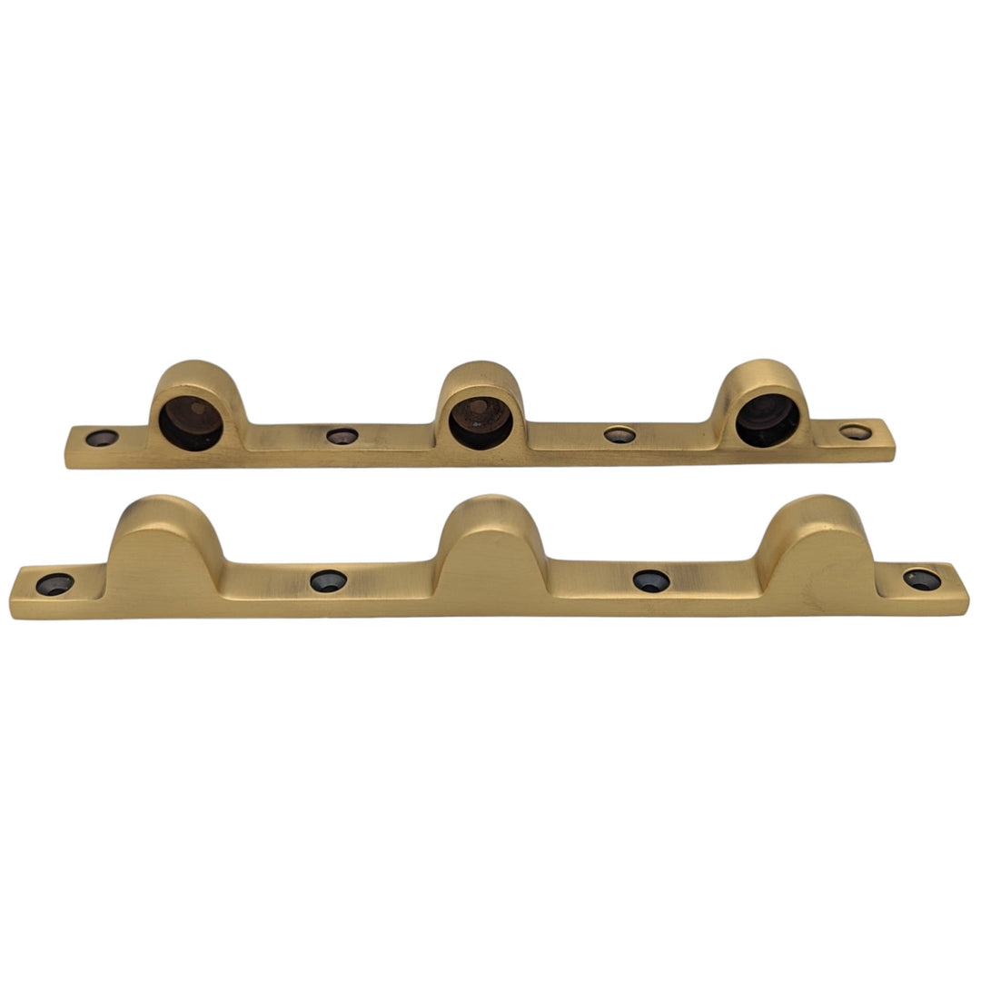 Pair Solid Brass Security Triple Push Bar Bracket Ends COPPER MOUNTAIN HARDWARE