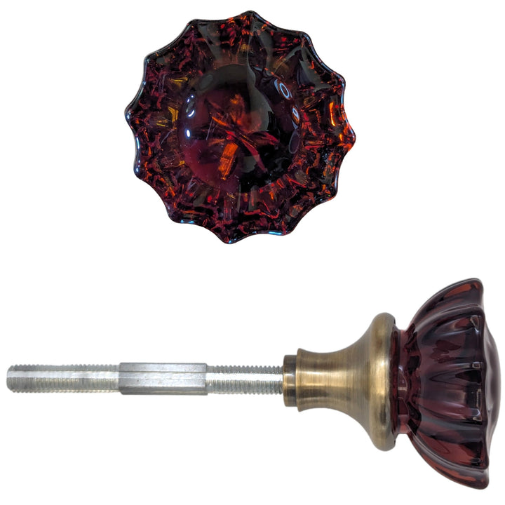 Amber Fluted Crystal Spare Door Knob Set (Several Finishes Available) COPPER MOUNTAIN HARDWARE