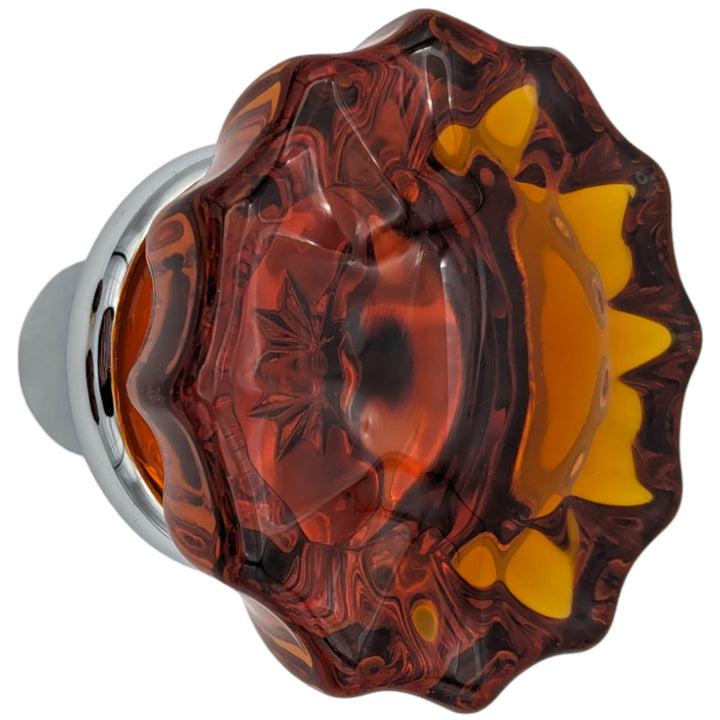 Amber Fluted Crystal Spare Door Knob Set (Several Finishes Available) COPPER MOUNTAIN HARDWARE