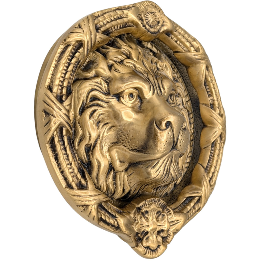 Ribbon & Reed 8 3/4 Inch Brass Lion Door Knocker (Several Finishes Available) COPPER MOUNTAIN HARDWARE