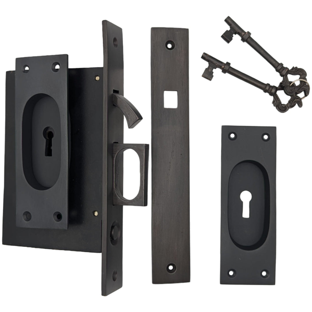 Traditional Rectangular Pocket Privacy (Lock) Door Set COPPER MOUNTAIN HARDWARE