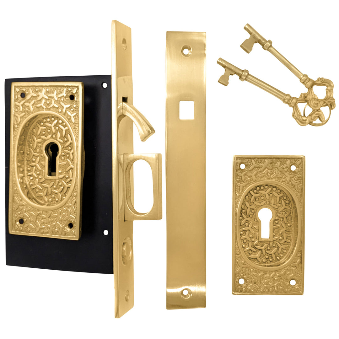 COPPER MOUNTAIN HARDWARE Rice Pattern Pocket Privacy Style Door Set in Several Finishes