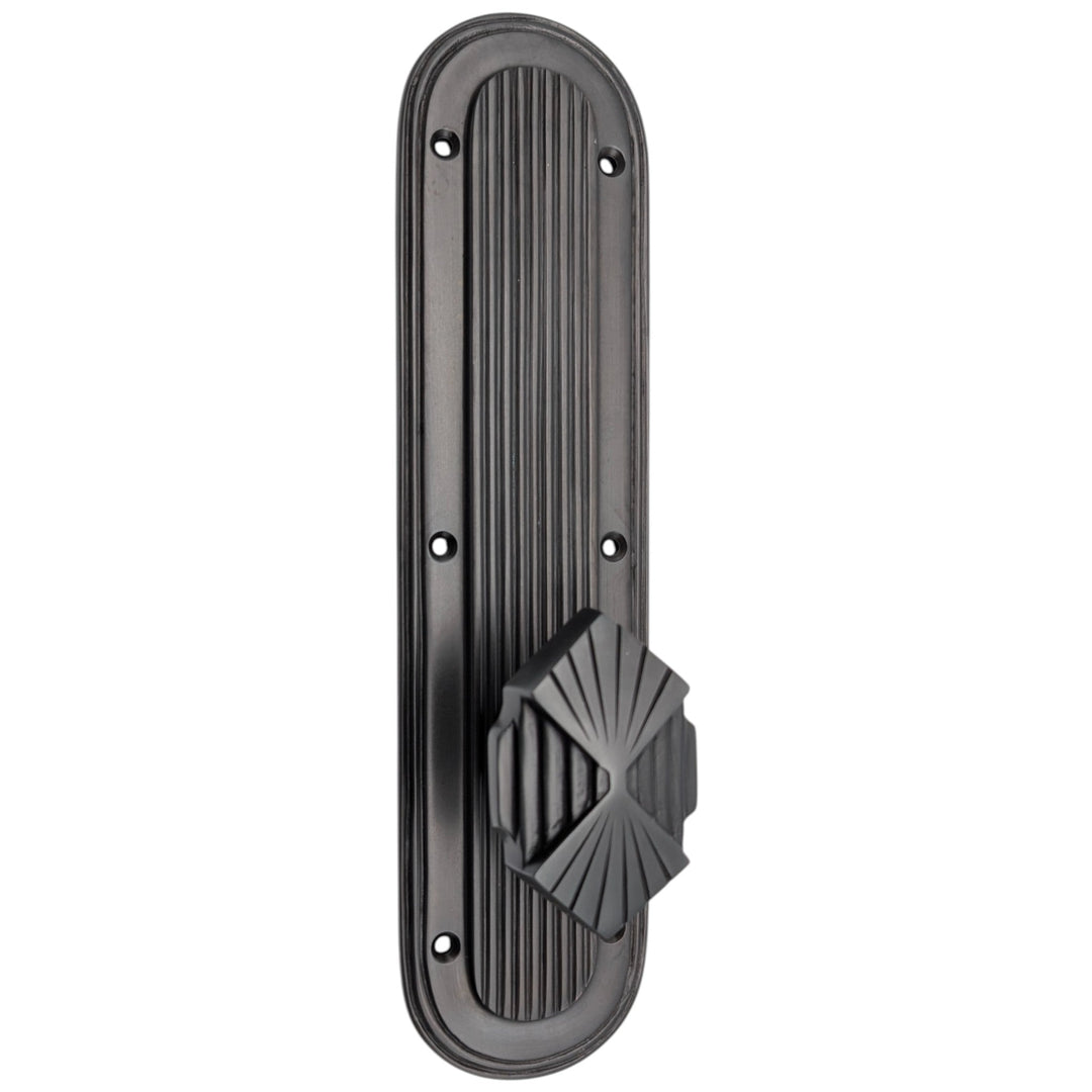 Art Deco Lined Backplate Door Set with Art Deco Fanfare Door Knobs (Several Finishes Available)