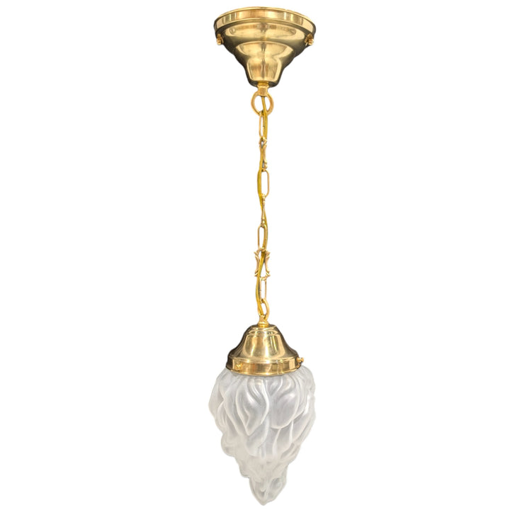 27 3/4 Inch Flame Glass Chain Pendant (Polished Brass Finish)