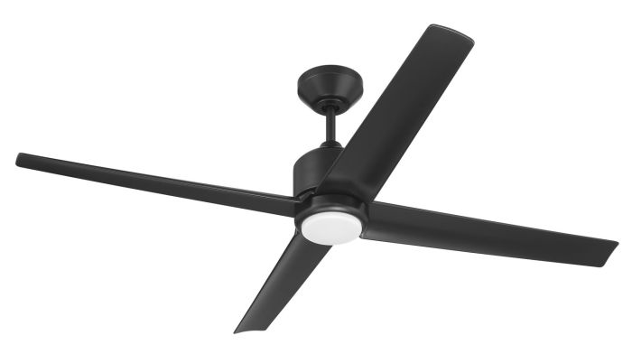##Antique Hardware## 52" Quell Fan, Flat Black Finish, Flat Black Blades. LED Light, WIFI and Control Included