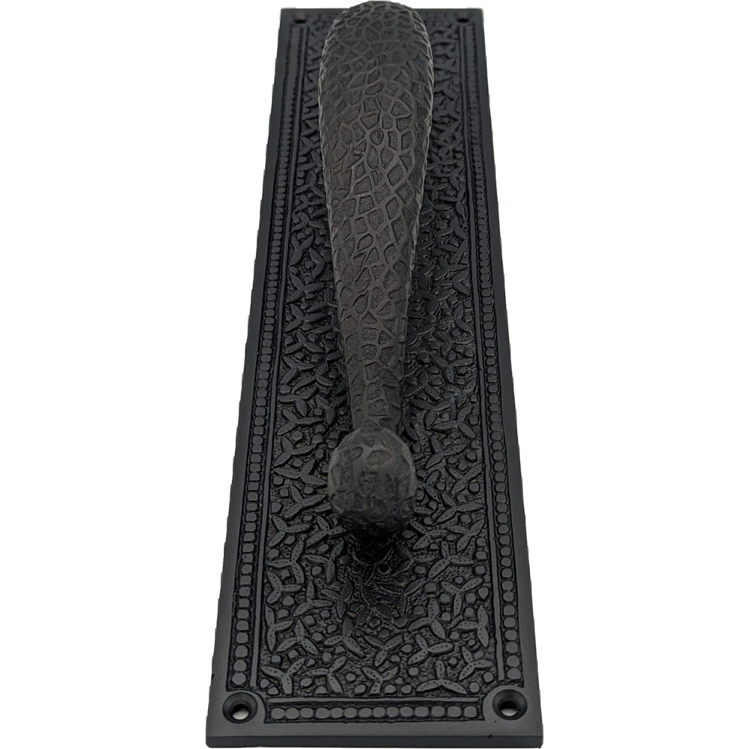 COPPER MOUNTAIN HARDWARE 12 Inch Solid Brass Rice Pattern Door Pull and Plate in Polished Brass