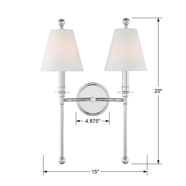 Crystorama Crystorama Riverdale 2 Light Polished Nickel Sconce