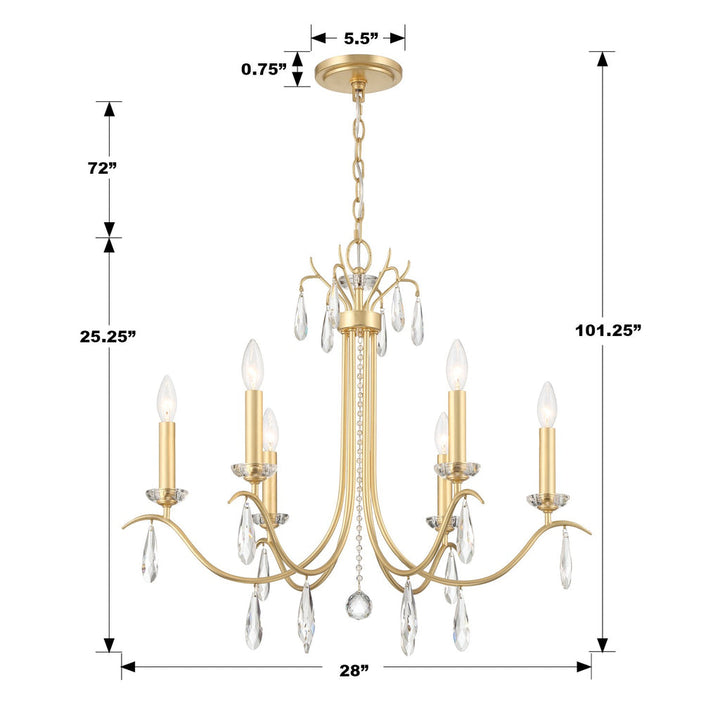 Crystorama Crystorama Rollins 6 Light Antique Gold Chandelier