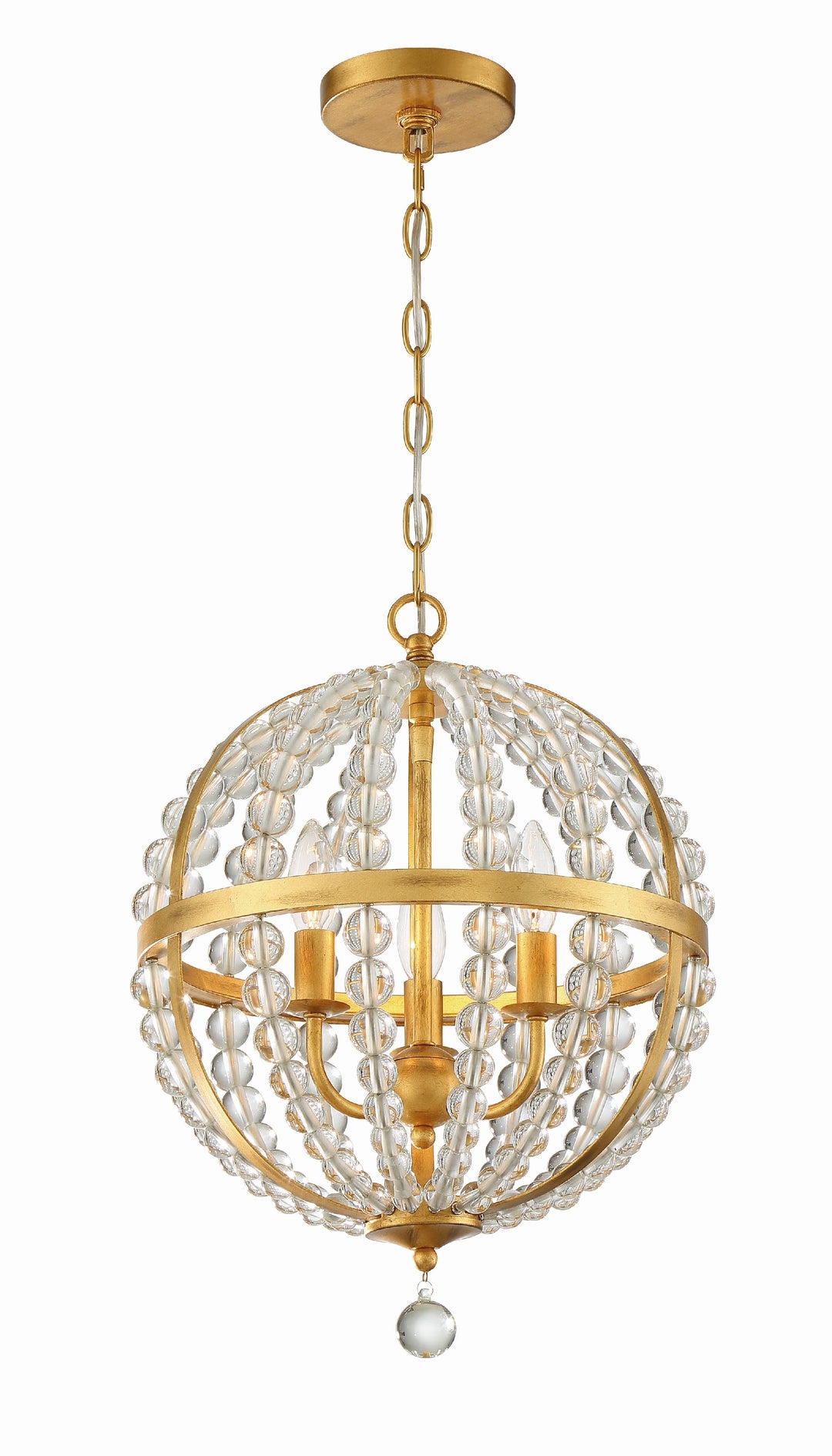 Crystorama Crystorama Roxy 3 Light Antique Gold Mini Chandelier
