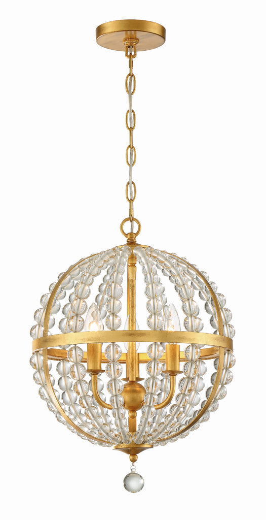 Crystorama Crystorama Roxy 3 Light Antique Gold Mini Chandelier