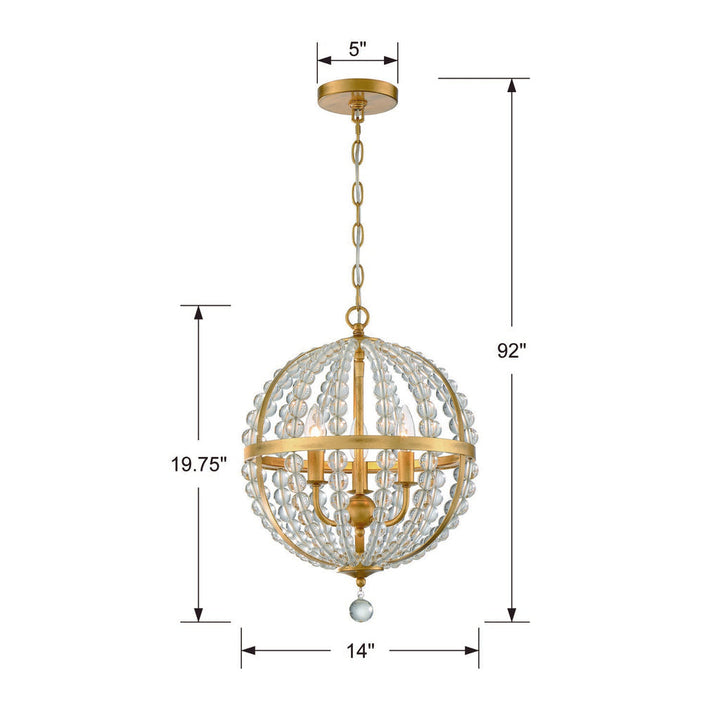 Crystorama Crystorama Roxy 3 Light Antique Gold Mini Chandelier