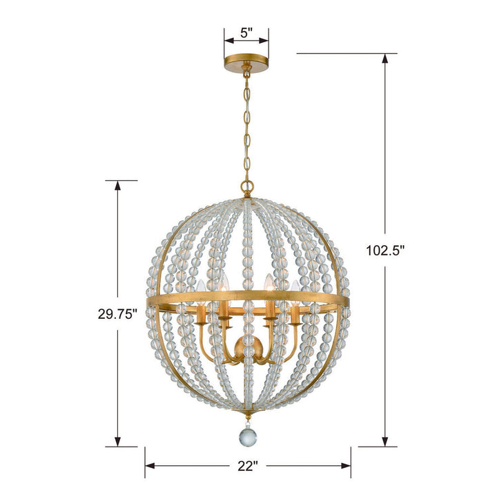 Crystorama Crystorama Roxy 6 Light Antique Gold Chandelier