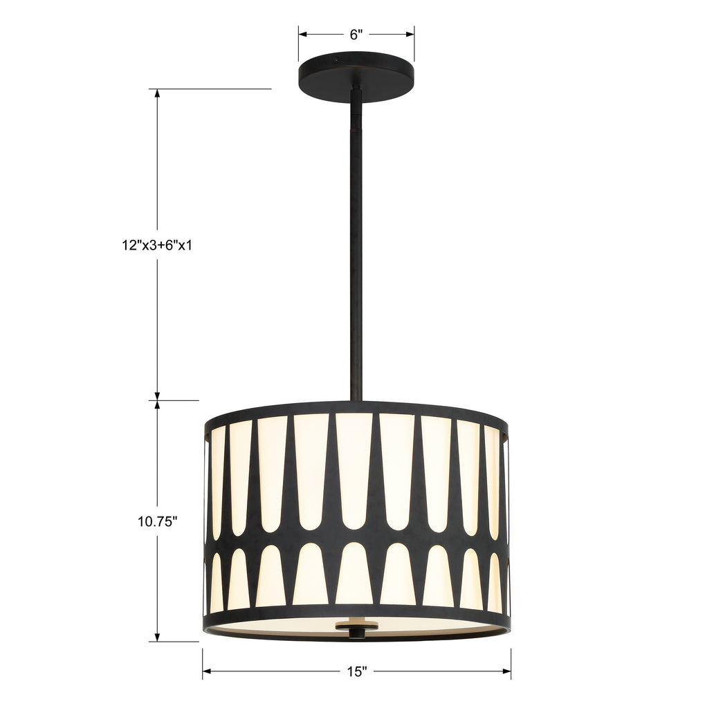 Crystorama Crystorama Royston 3 Light Black Mini Chandelier