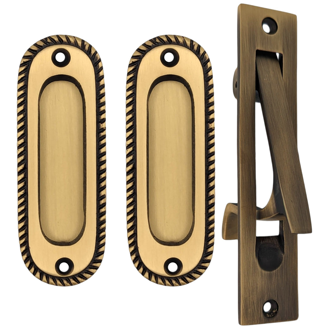 Georgian Rope Oval Pocket Door Set (Several Finishes Available) COPPER MOUNTAIN HARDWARE