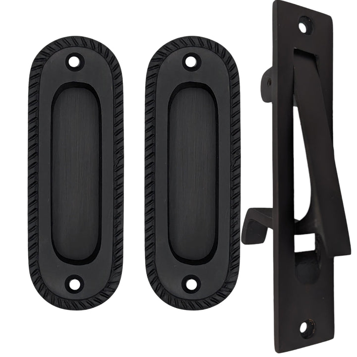 Georgian Rope Oval Pocket Door Set (Several Finishes Available) COPPER MOUNTAIN HARDWARE