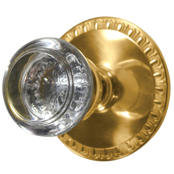 Egg & Dart Rosette Door Set with Round Crystal Door Knobs (Several Finishes Available)