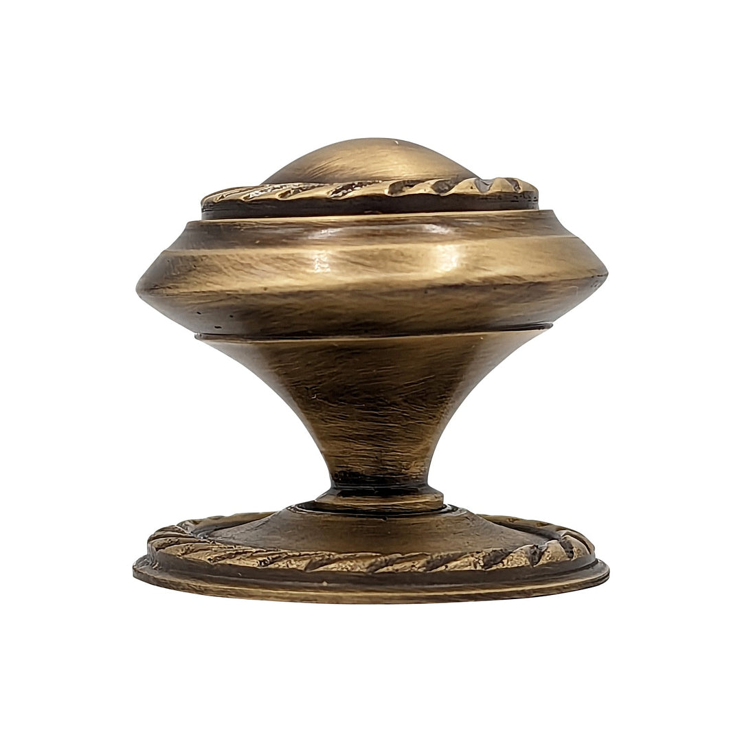 1 1/4 Inch Solid Brass Georgian Roped Round Cabinet & Furniture Knob COPPER MOUNTAIN HARDWARE