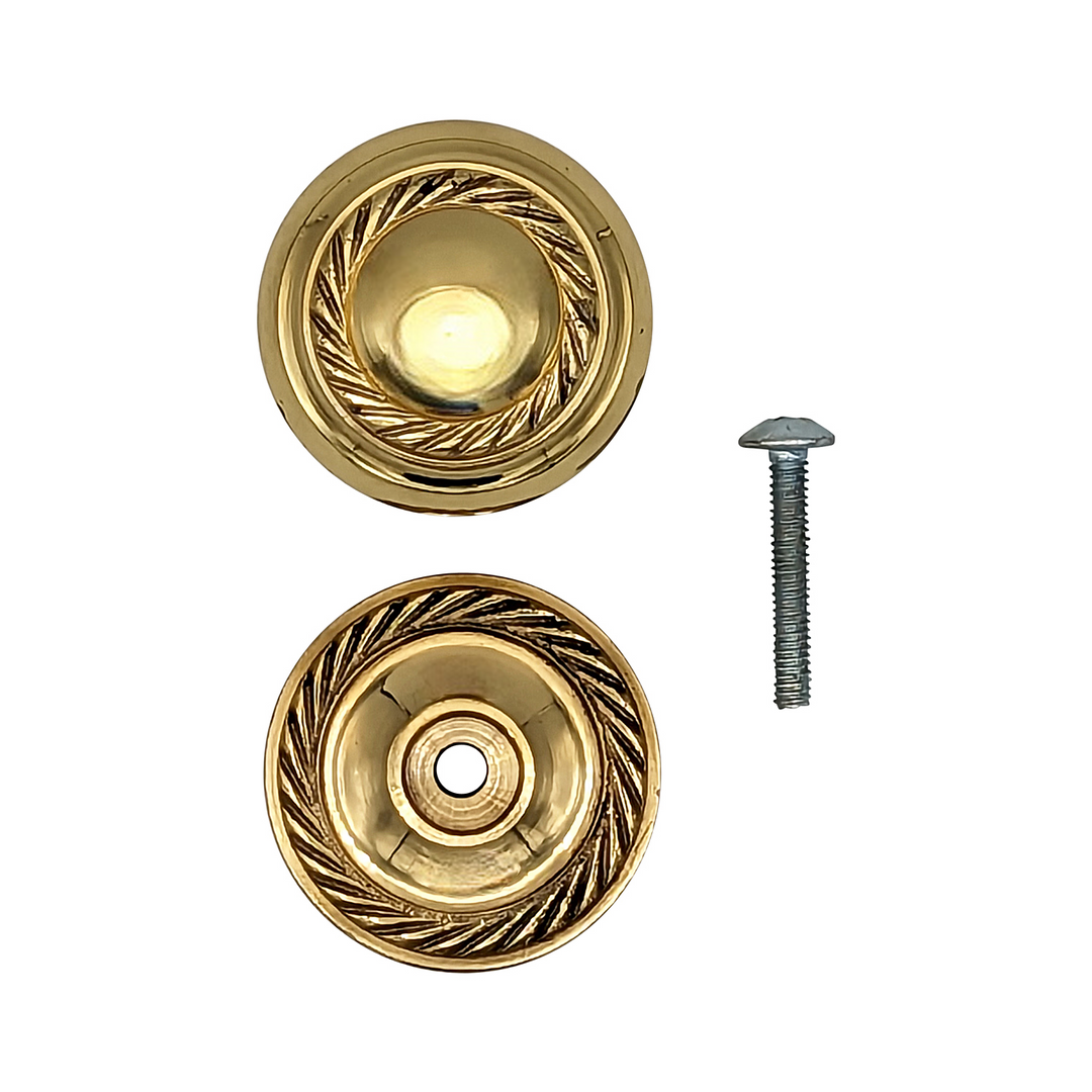 1 1/2 Inch Georgian Roped Cabinet Knob with Backplate (Several Finishes Available) COPPER MOUNTAIN HARDWARE