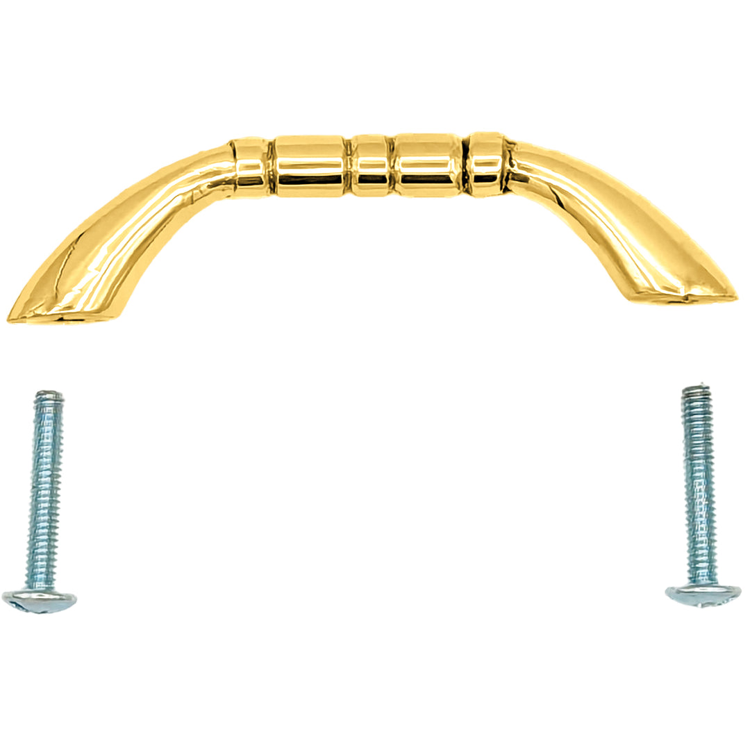 4 3/4 Inch Overall (4 Inch c-c) Solid Brass Traditional Pull